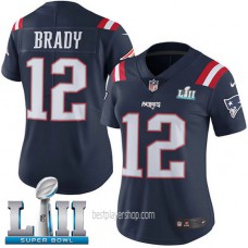 Womens New England Patriots #12 Tom Brady Game Navy Blue Super Bowl Rush Vapor Jersey Bestplayer